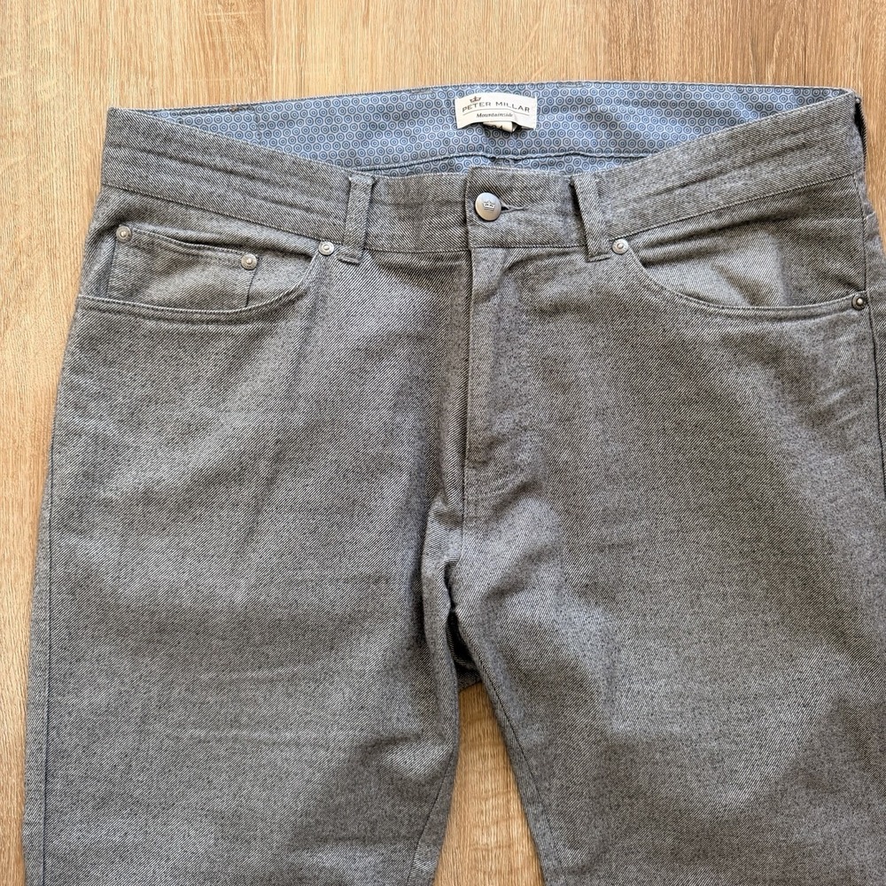 Peter Millar Pants Mens Dark Gray 34 Tall Mountainside Flannel Five Pocket Golf - Picture 3 of 7
